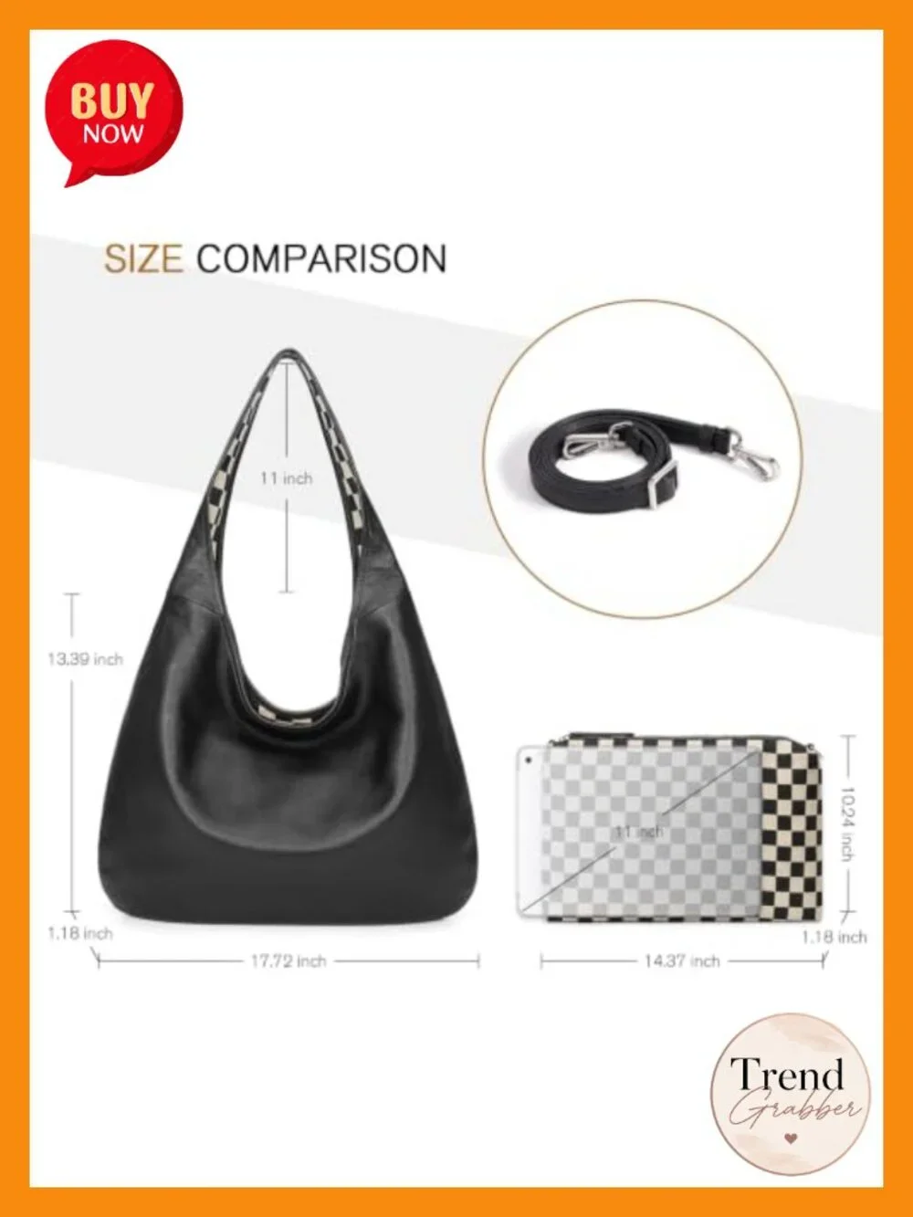 Genuine Leather Slouchy Hobo Bag Reversible Tote 2-in-1 Purse Set